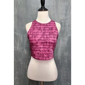 Athleta Cropped Racerback Tank With Shelf Bra Pink Medium
